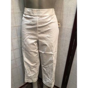 Liz Claiborne Audra Stretch Cropped  White Pants Womens Size 16 $39.00 Tag Price